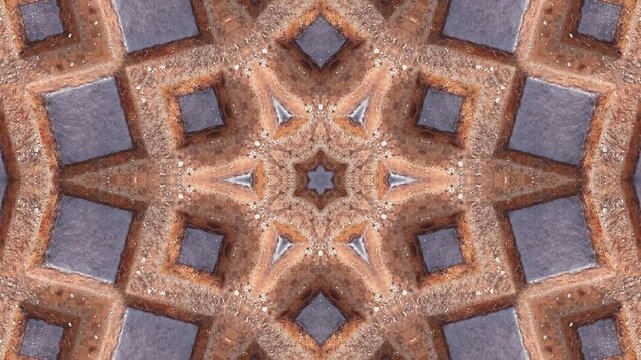 Rusted metal grid kaleidoscope background animation
