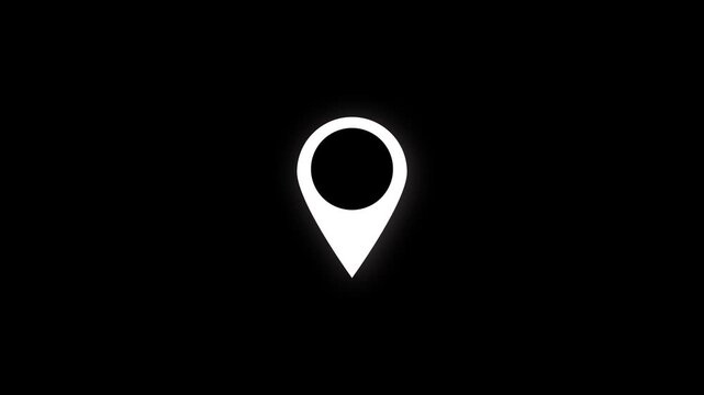 White location pin icon animation on chroma key background, GPS icon and radio wave in gradient color background