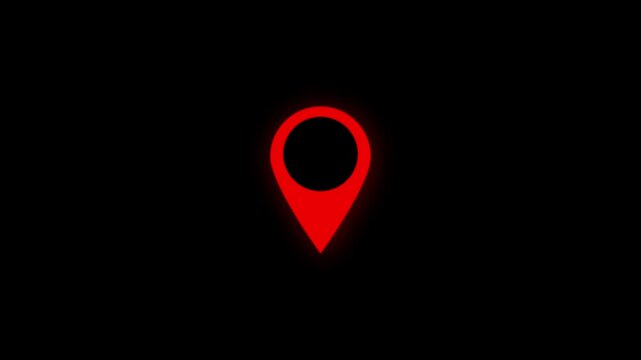  Red location pin icon animation on chroma key background, GPS icon and radio wave in gradient color background