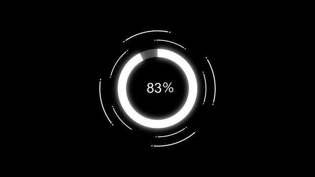 Glowing circular progress indicator showing percentage modern loading interface design animation