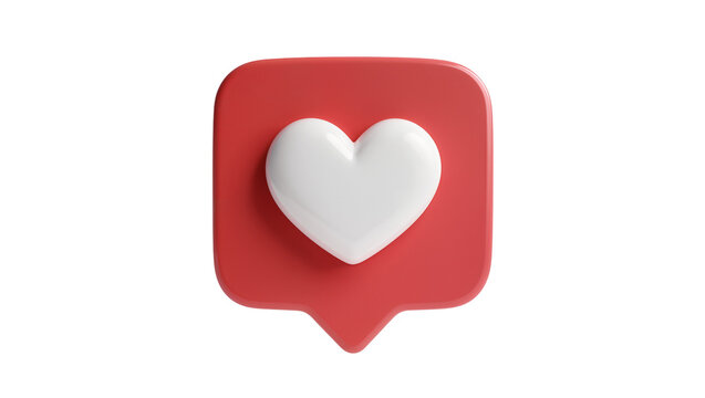Red speech bubble with white heart icon