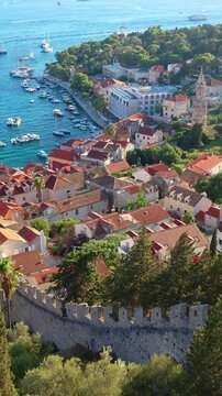 Historic stone city walls of Hvar old town showcasing medieval fortifications and rich Adriatic coastal heritage.