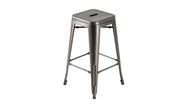 Metal bar stool with square seat and tapered legs