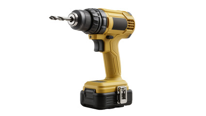 Cordless yellow drill with drill bit and battery pack © Sophia