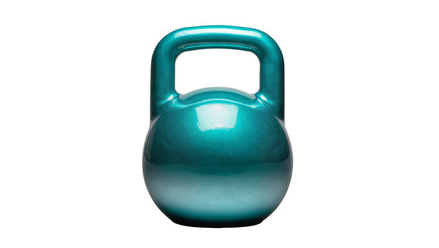 Teal metallic kettlebell with handle for fitness
