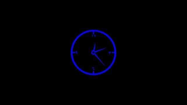Simple clock icon animation. Clock icon showing time movement and real time indicator action. Clock animation represents timer process, time tracking, Clock icon vector animation with clock 