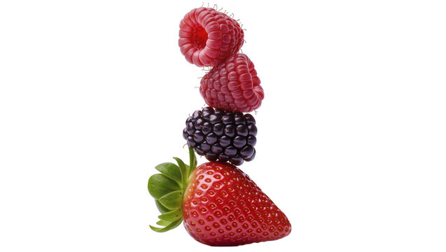 Stack of fresh berries strawberry blackberry, and raspberries