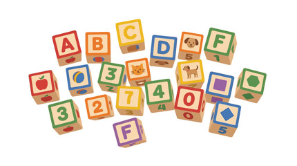 Alphabet and Number Blocks Scattered, Educational Toy for Children's Learning and Play © Civic