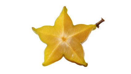 Fototapeta premium Yellow star fruit slice with stem