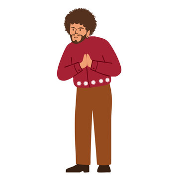 polite indian man greeting with traditional namaste gesture posture