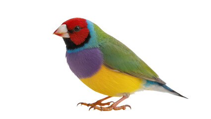 Fototapeta premium Gouldian finch bird with vibrant red green purple, and yellow plumage