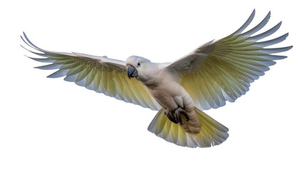 Salmon-crested cockatoo in flight with wings spread © Sophia