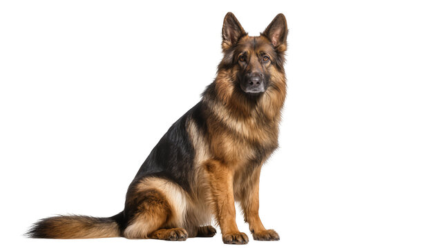 German Shepherd dog sitting attentively, looking forward