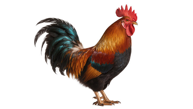 Rooster with vibrant plumage and red comb