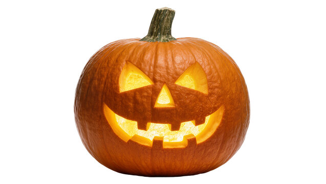 Carved Halloween Pumpkin Jack O Lantern Glowing Orange