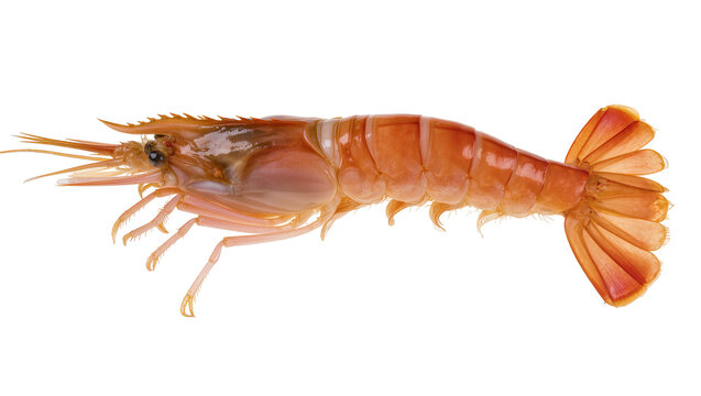 Raw pink shrimp with antennae and legs