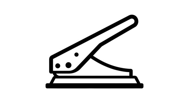 Minimalist line art illustration of an open stapler on white background