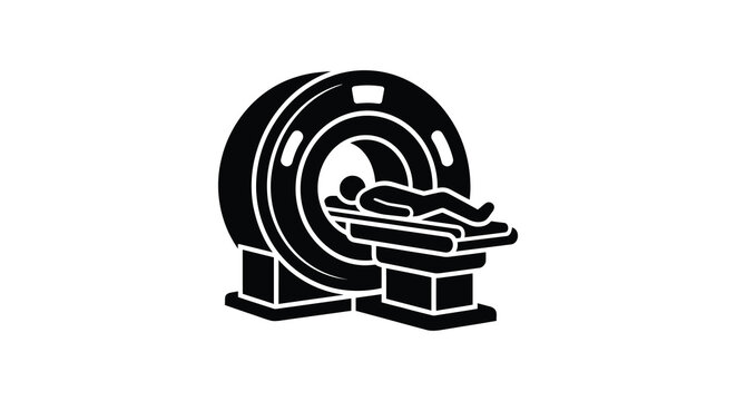 Mri Machine With Patient Inside Black Silhouette