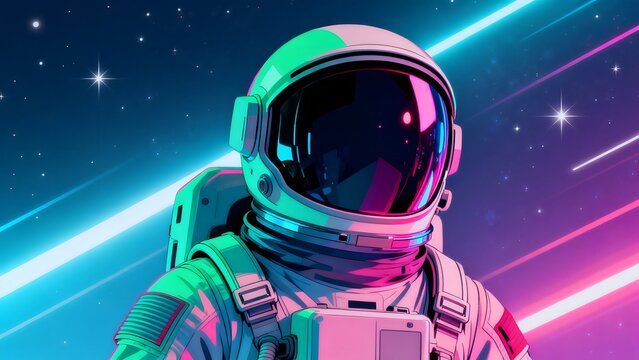 Astronaut in vibrant space suit