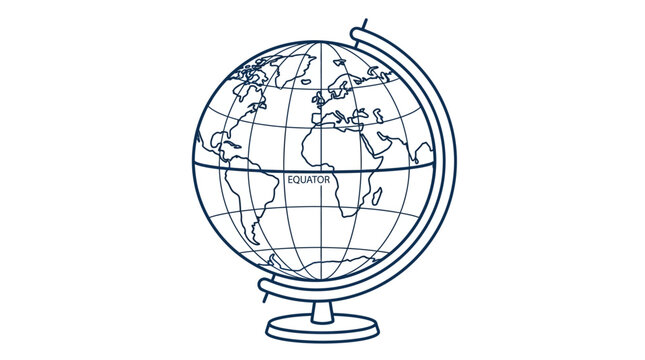 World Globe Illustration with Equator Line