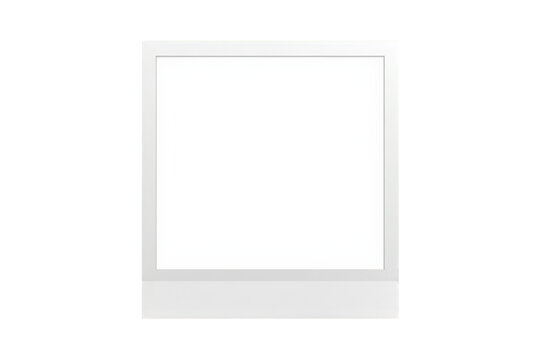 Blank instant print film frame with white border, square retro design element, transparent background for mockups