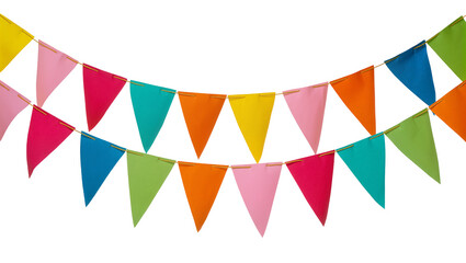 Fototapeta premium Colorful triangular bunting flags strung on a cord
