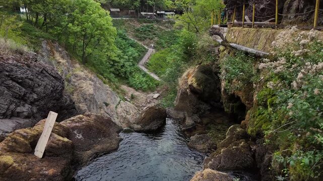 water flowing into the river