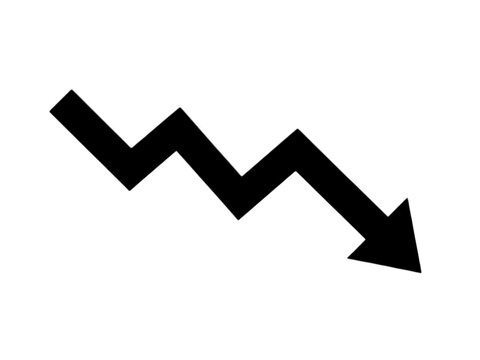 Downward zigzag arrow icon isolated on transparent background