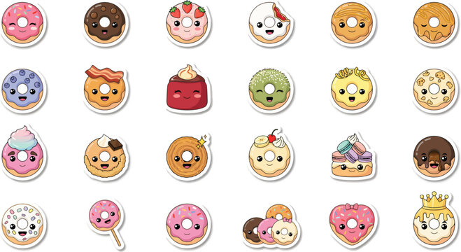 Cartoon donuts with faces