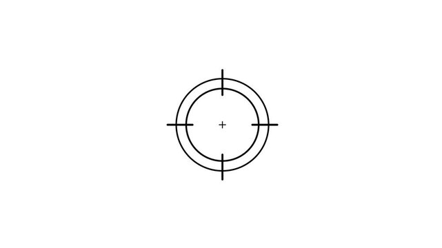 Animated Minimalist Sniper Crosshair Target Scope on White Background 4k video animation.