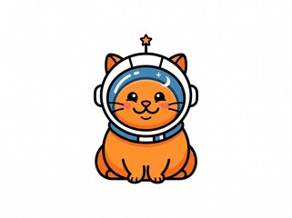 Fototapeta premium a chubby orange cat wearing astronaut helmet