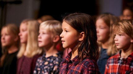 Fototapeta premium Children laughing and playing joyfully during a spiritual musical concert creates a peaceful and inspiring atmosphere