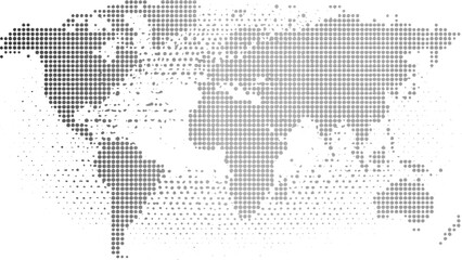 Fototapeta premium World Map Halftone Dot Texture Abstract Vector Background for International Business Technology and Travel Design.