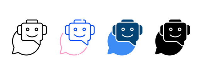 Obraz premium Conversational AI Interface Icon for Intelligent Dialogue and Virtual Assistant Systems