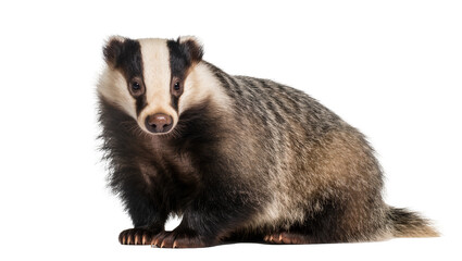 European Badger with distinctive black and white striped face © Lisa
