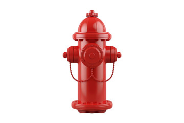 Fototapeta premium Red fire hydrant providing essential emergency water access for firefighting and public safety, 3d rendering with transparent background