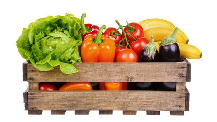 Wooden crate filled with fresh vegetables and fruits © Julia