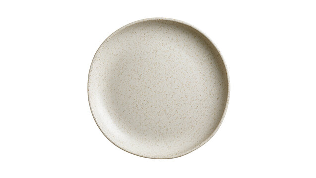 Speckled beige ceramic dinner plate with rim