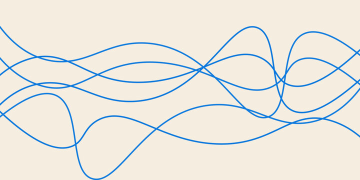 Abstract wavy linear background. Vector illustration of outline random chaotic lines. Creative background with quirky waves