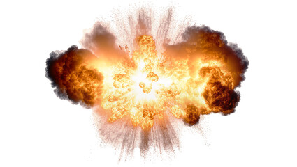 Fiery orange and yellow explosion with smoke and debris © Julia
