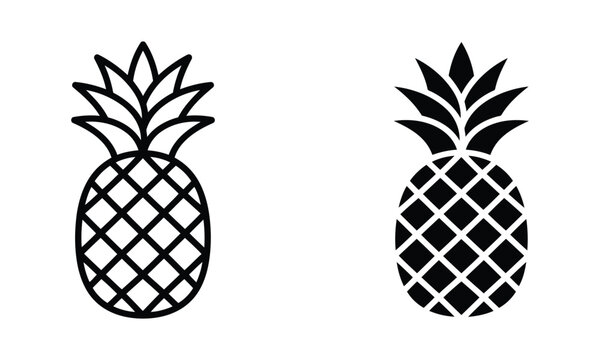 Black pineapple icon set