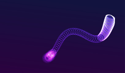 Fototapeta premium Abstract bacteria made of glowing particles. Dynamic microbiology concept with digital flow. Futuristic vector for science, medicine and biotechnology.