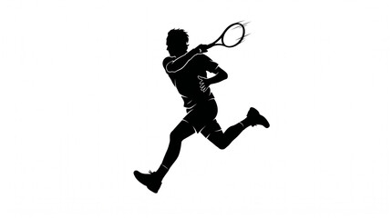 Obraz premium Tennis player silhouette in motion.