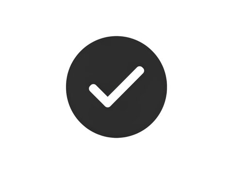 Simple black checkmark icon with white tick isolated on transparent background