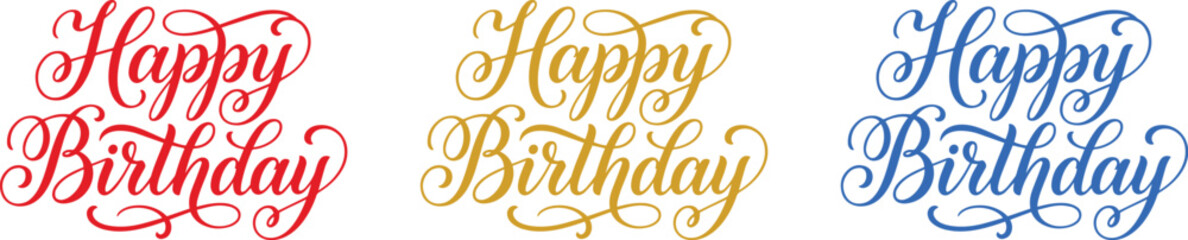 Colorful happy birthday calligraphy set © sharmin
