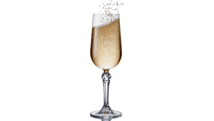 Champagne flute with golden bubbly liquid and effervescence © Lisa
