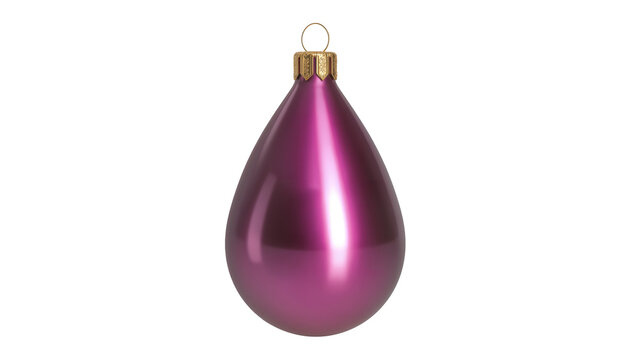 Teardrop shaped purple Christmas ornament with gold cap