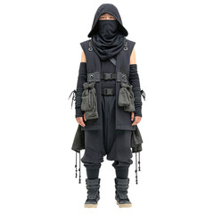 Fototapeta premium Mysterious Ninja Character in Dark Outfit