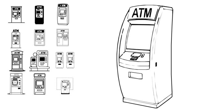 Atm Machine Double Mobile App Icon Style Outline Icon
