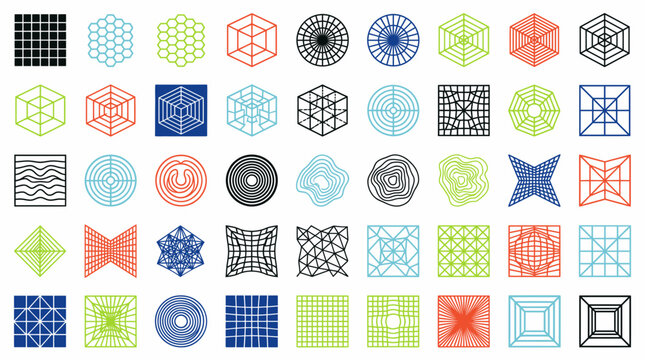 Abstract geometric wireframe shapes and linear design elements.